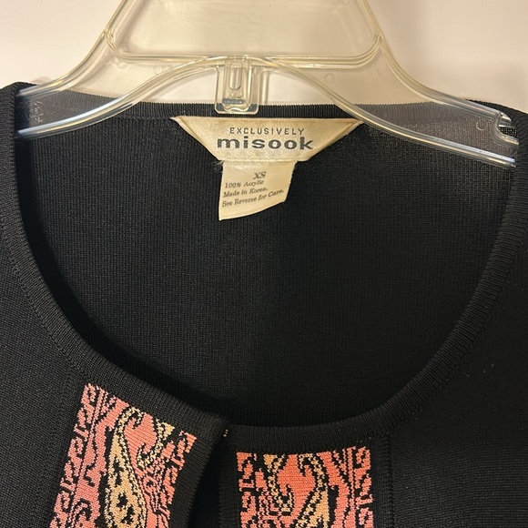 Misook longline cardigan open front black knit coat blazer Neiman Marcus - Picture 4 of 5